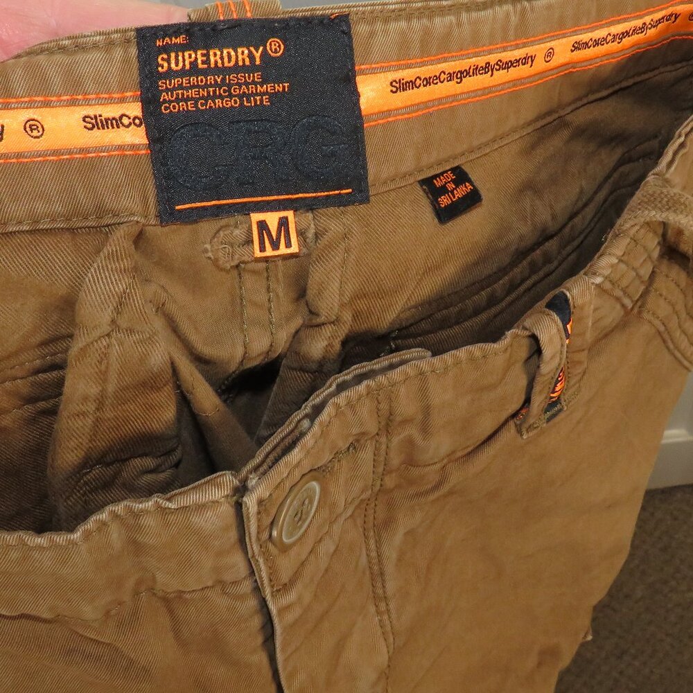 Superdry Slim Core Lite Cargo Shorts Mens Medium Brown 13" Inseam Utility - Picture 6 of 6